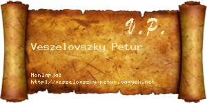 Veszelovszky Petur névjegykártya